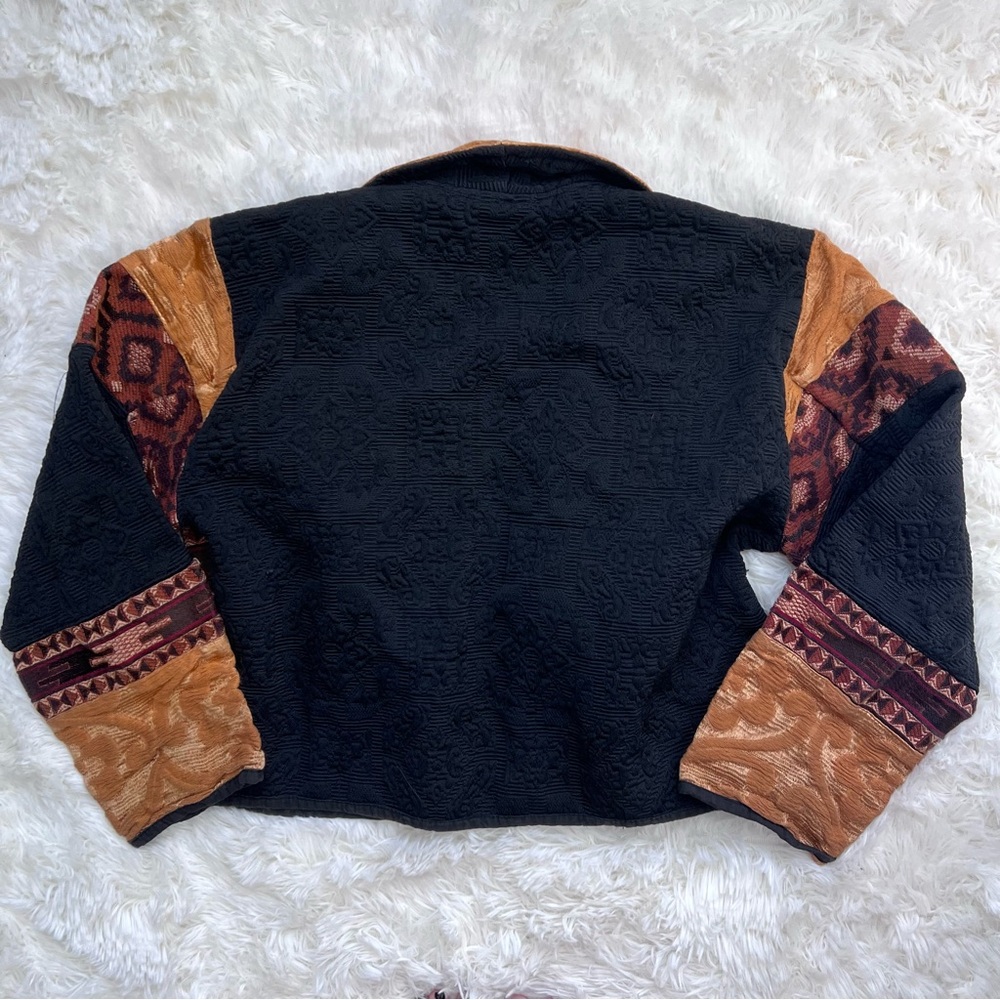 Vintage “Flashback” Black and Orange Patchwork Emboidered Cardigan Jacket - Picture 5 of 5